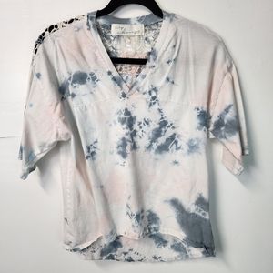 Vintage Havana Small Shirt Tie Dye Blue with open Pattern in back shoulders